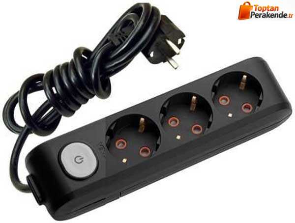 Viko Multi-Let Üçlü Grup Priz Anahtarlı Topraklı 2 Metre Siyah (Çocuk Korumalı) 90137302